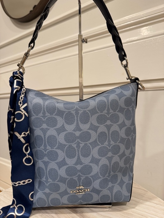 Coach Abby Duffle Blue Signature Monogram Hobo Bag - Picture 4 of 17